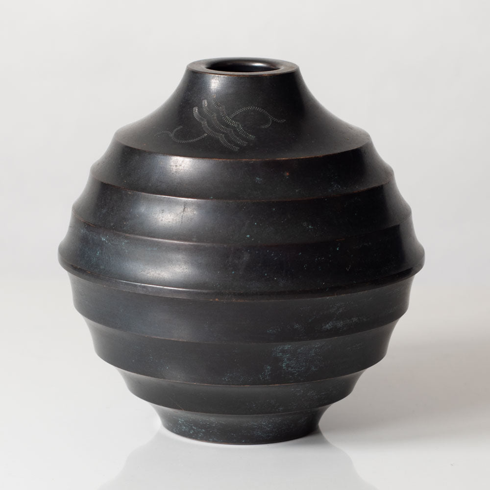 Nilsson & Johansson, Sweden, bronze ribbed vase L3379