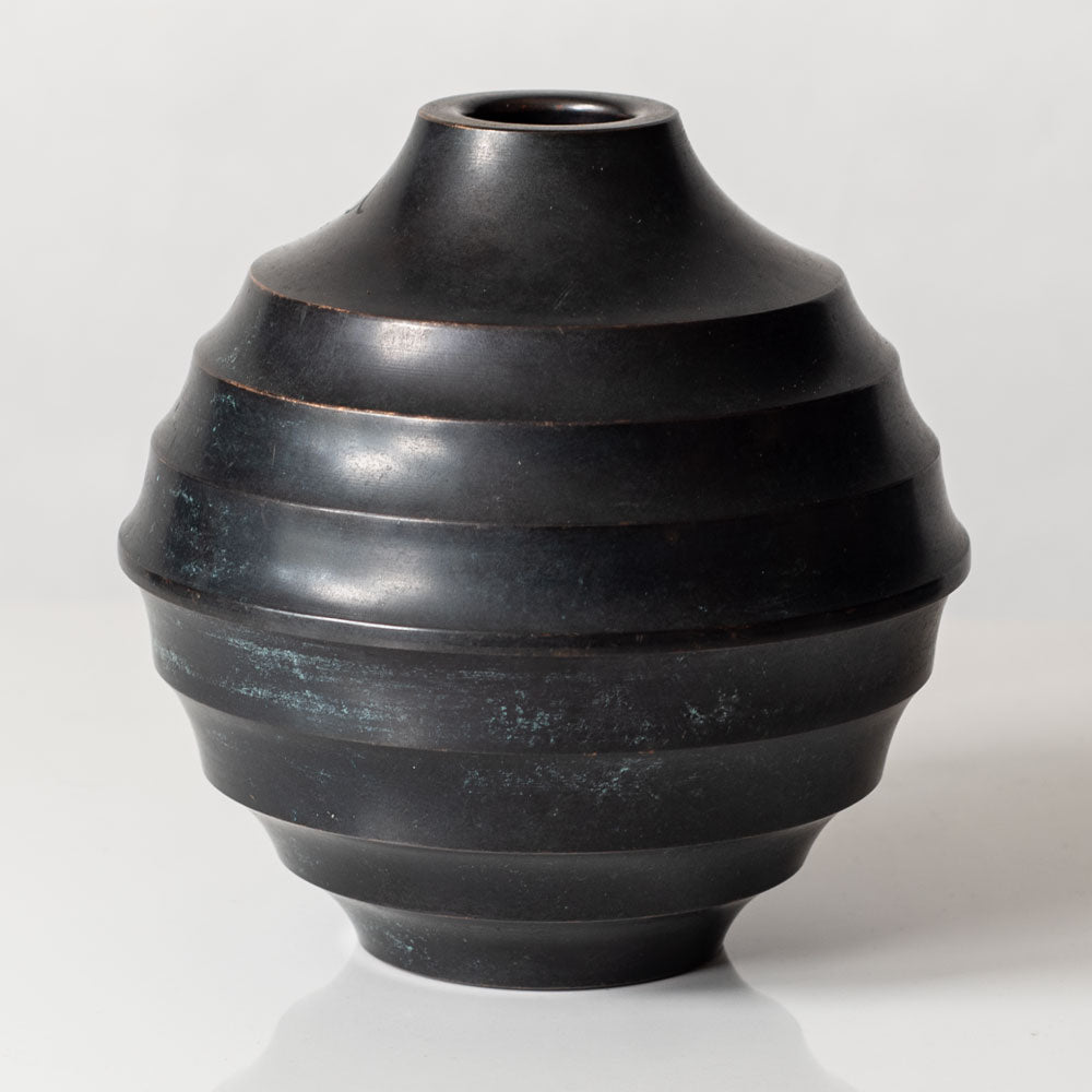Nilsson & Johansson, Sweden, bronze ribbed vase L3379