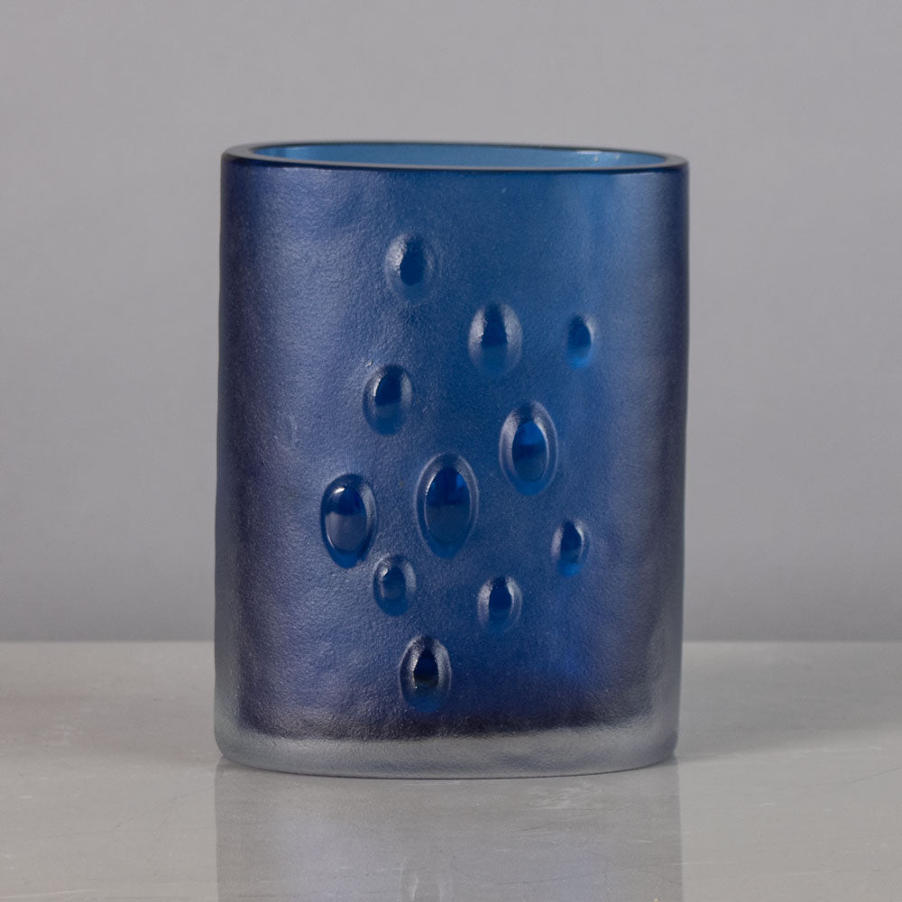 Tapio Wirkkala for Iittala, Finland, vase in frosted blue glass J1448