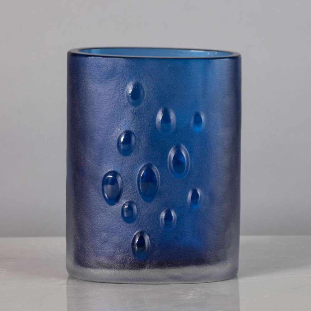 Tapio Wirkkala for Iittala, Finland, vase in frosted blue glass J1448
