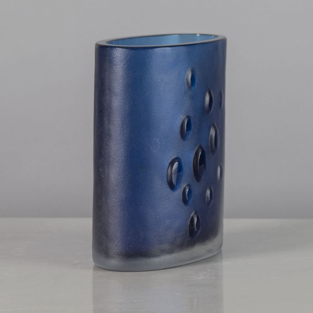 Tapio Wirkkala for Iittala, Finland, vase in frosted blue glass J1448