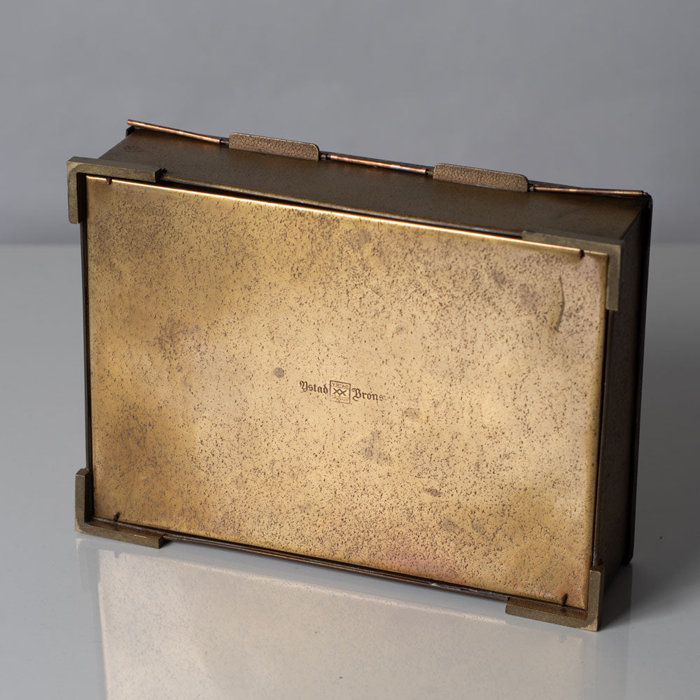 Ystad Brons, Sweden, bronze box with wood interior and portrait in relief to lid L3364