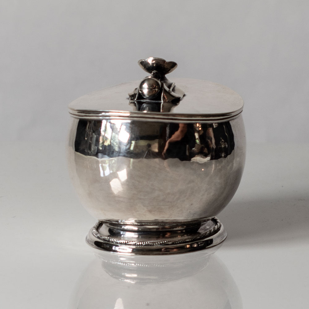 GAB, Sweden, silver lidded jar with floral handle L3394
