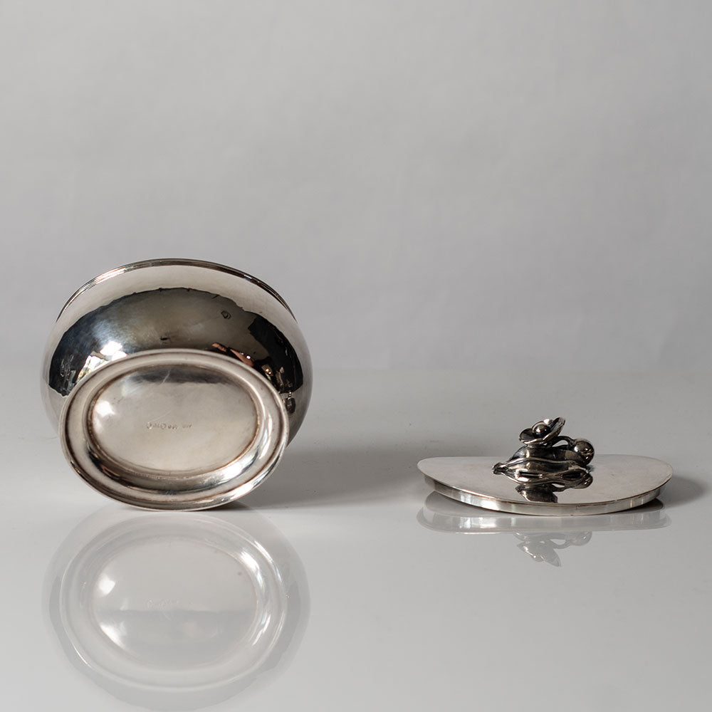 GAB, Sweden, silver lidded jar with floral handle L3394