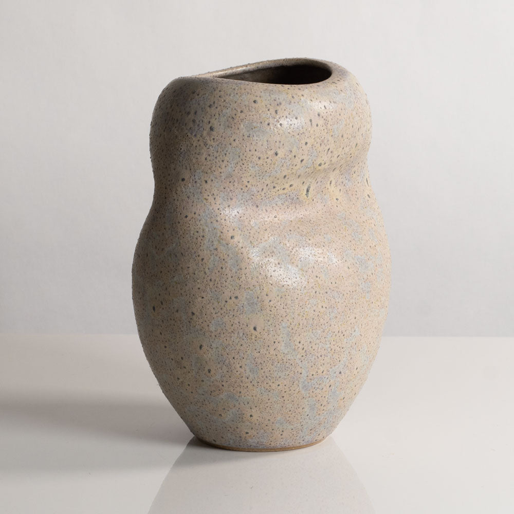 Chris Carter, UK, unique stoneware vase with matte oatmeal glaze M4329