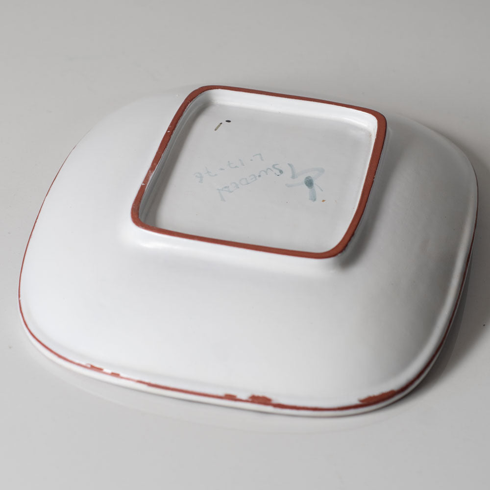 Stig Lindberg for Gustavsberg, Sweden, rectangular earthenware faiance dish with painted illustration H1406