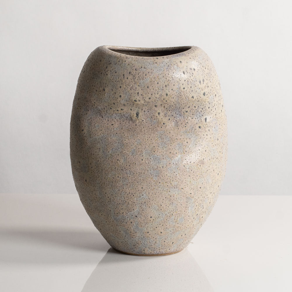 Chris Carter, UK, unique stoneware vase with matte oatmeal glaze M4329