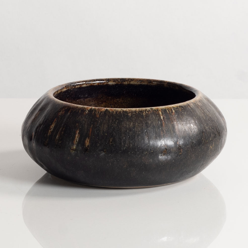 Carl Harry Stålhane for Rörstrand, Sweden, unique stoneware bowl with brown glaze M5462