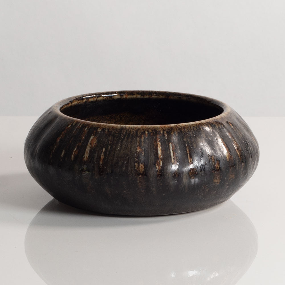 Carl Harry Stålhane for Rörstrand, Sweden, unique stoneware bowl with brown glaze M5462