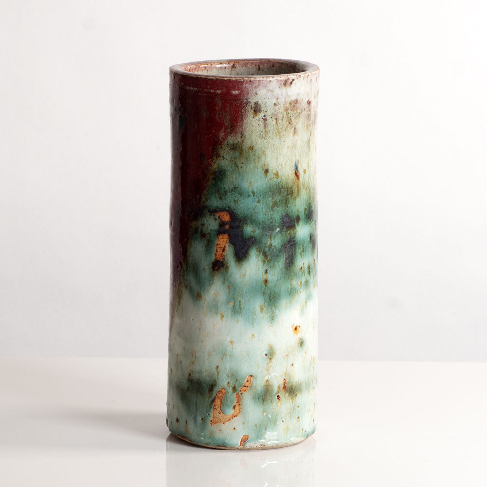 Derek Davis, UK, unique stoneware vase with glossy crackle glaze L4016