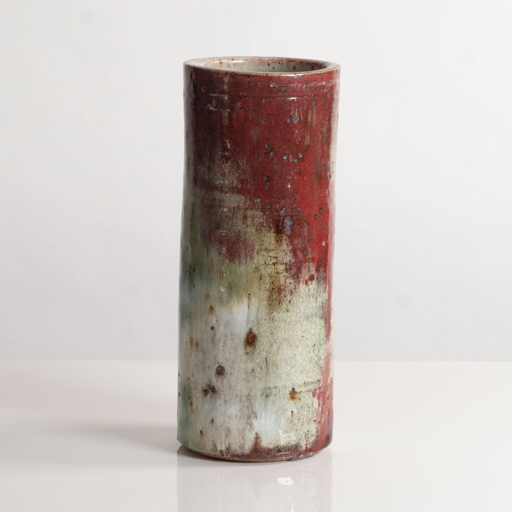 Derek Davis, UK, unique stoneware vase with glossy crackle glaze L4016