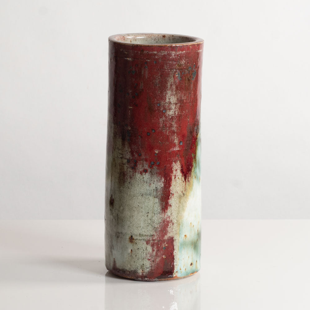 Derek Davis, UK, unique stoneware vase with glossy crackle glaze L4016