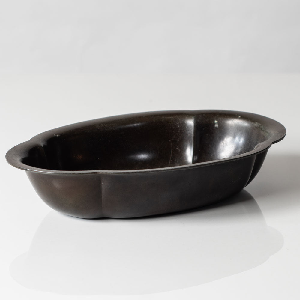Just Andersen, Denmark, Disko metal scalloped ovoid bowl L3389