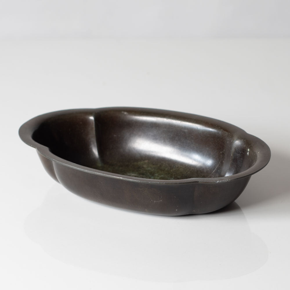 Just Andersen, Denmark, Disko metal scalloped ovoid bowl L3389
