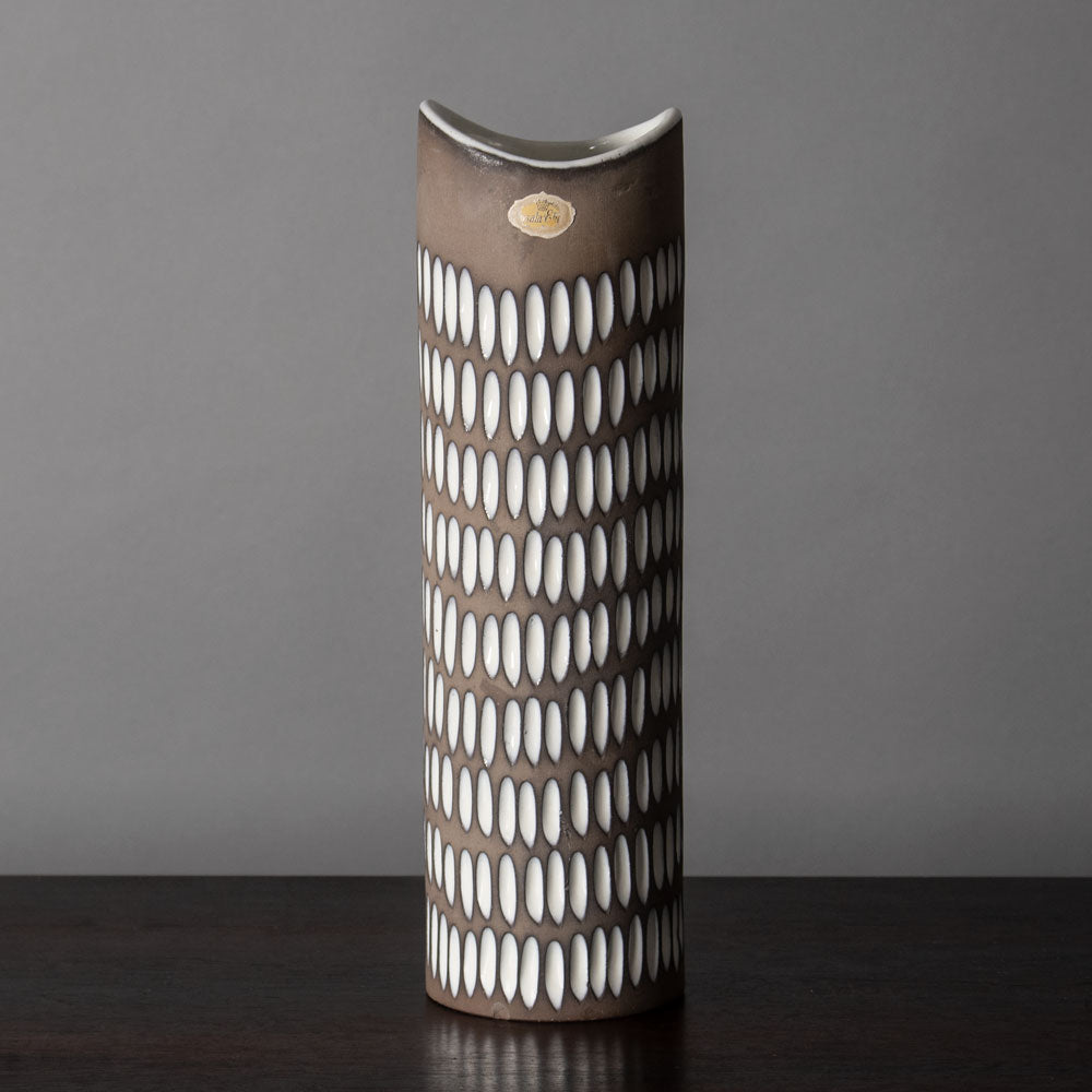 Ingrid Atterberg for Uppsala, stoneware brown and white vase J1319