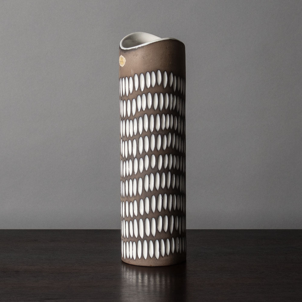 Ingrid Atterberg for Uppsala, stoneware brown and white vase J1319