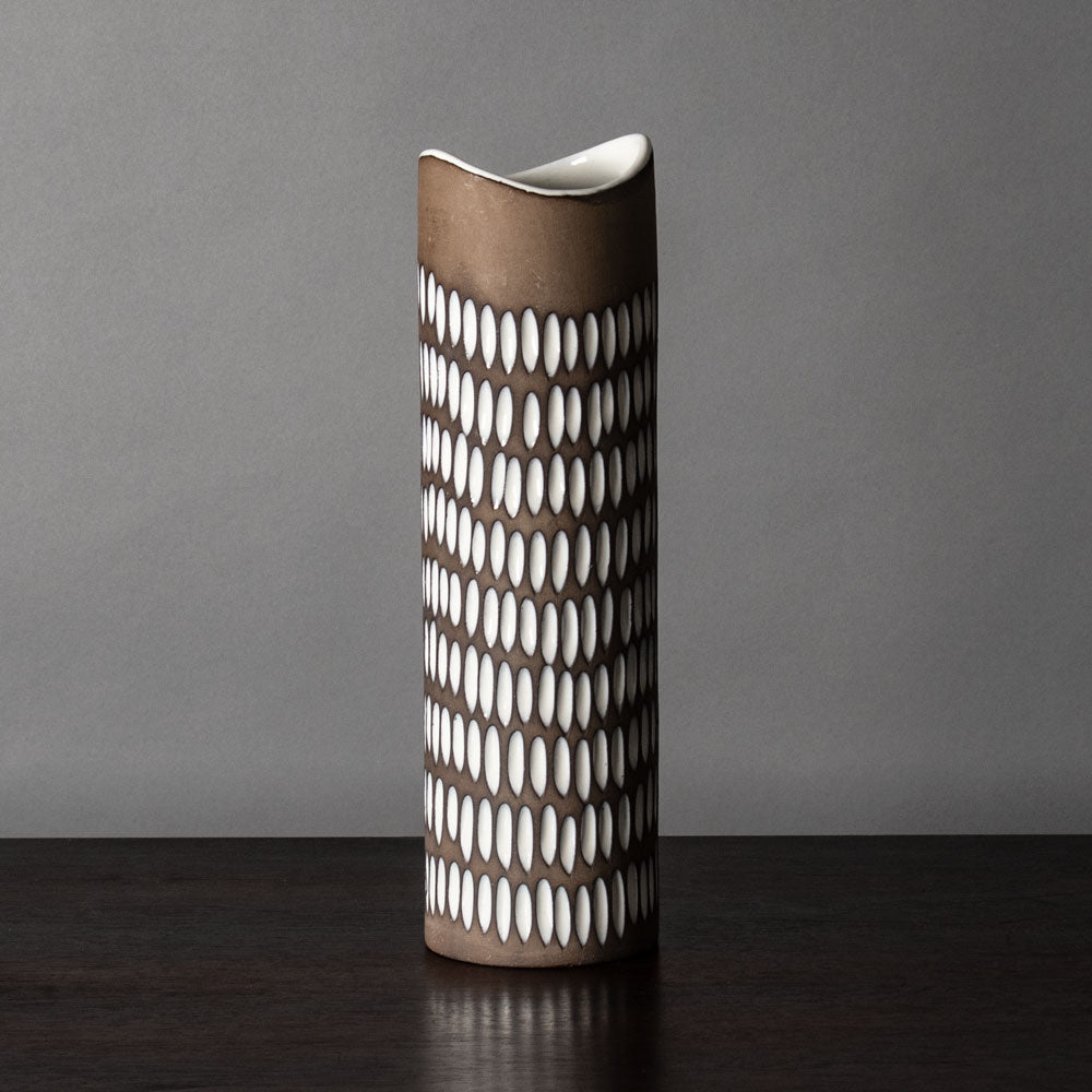 Ingrid Atterberg for Uppsala, stoneware brown and white vase J1319