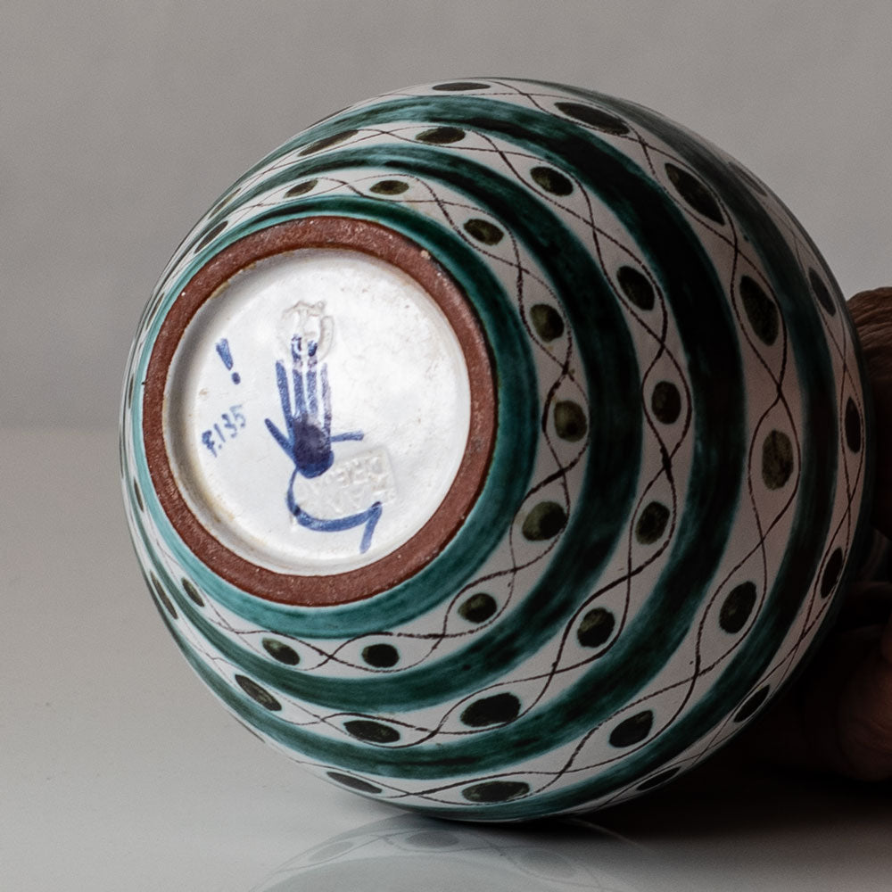 Stig Lindberg for Gustavsberg, Sweden, faiance vase with black, green and white decoration L3091