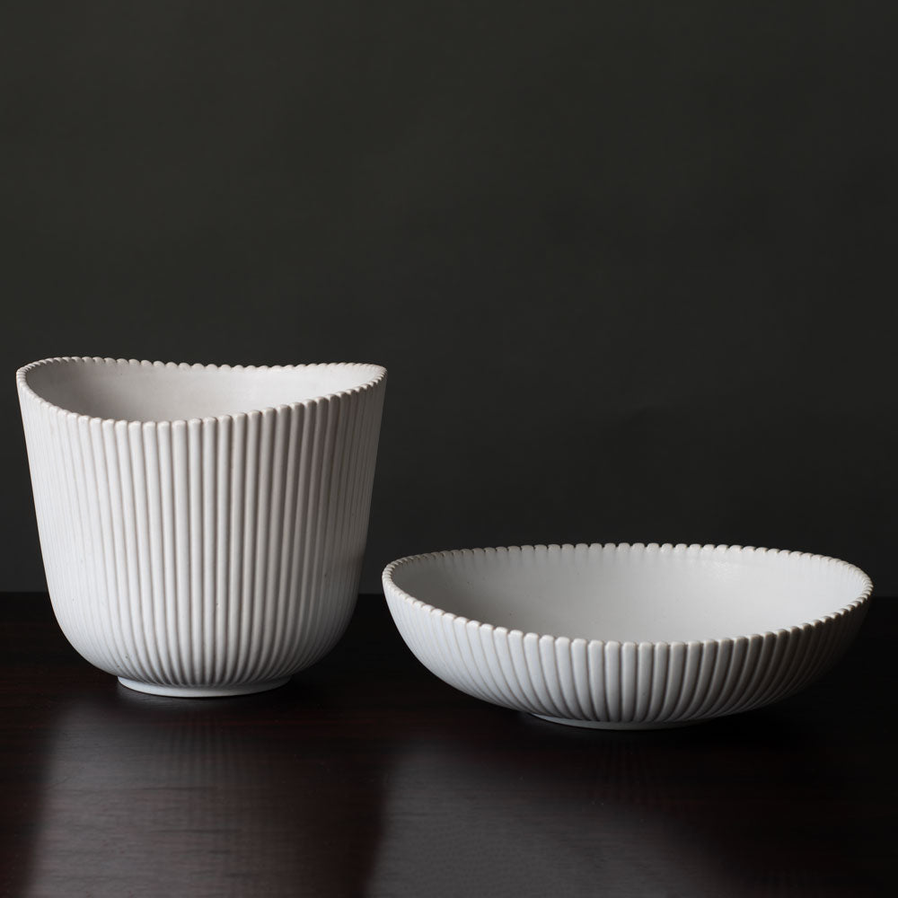 Stig Lindberg for Gustavsberg, Sweden, two Carrara vessels
