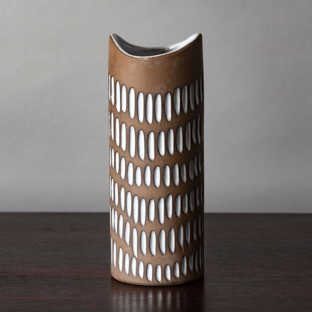 Ingrid Atterberg for Uppsala, stoneware brown and white vase J1375