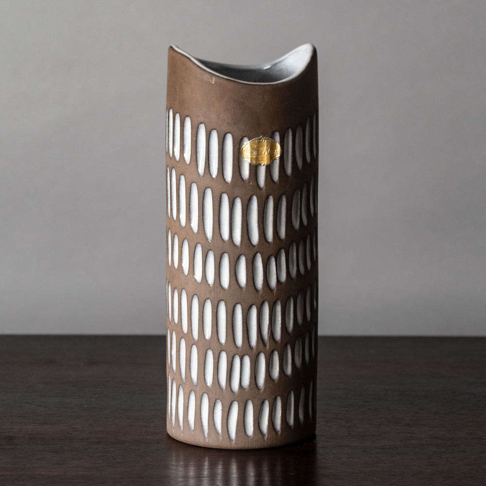 Ingrid Atterberg for Uppsala, stoneware brown and white vase J1375