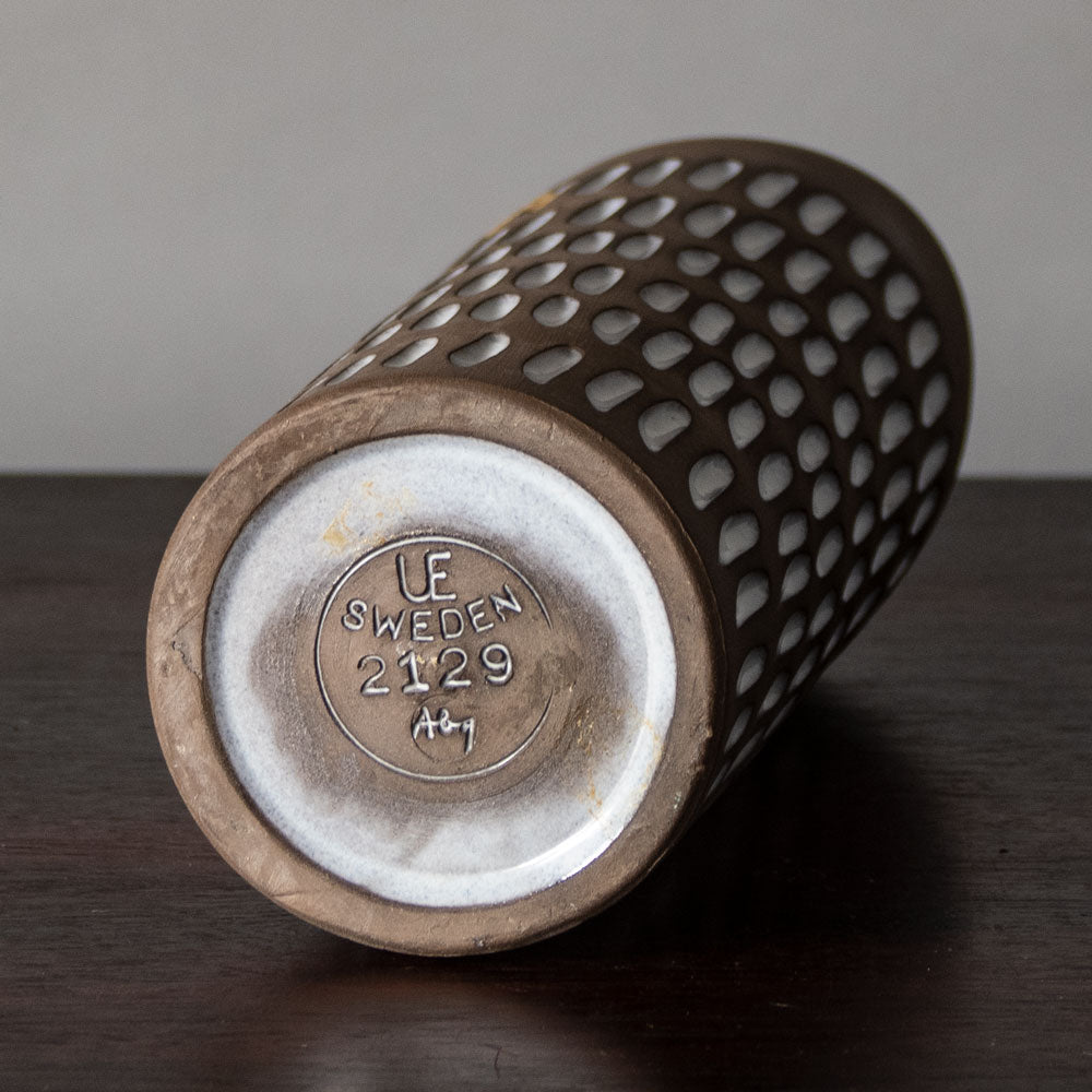 Ingrid Atterberg for Uppsala, stoneware brown and white vase J1375