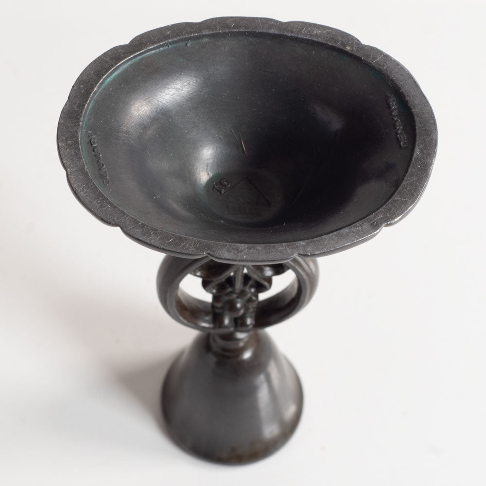 Just Andersen, Denmark, pair of Disko metal candlesticks M4373