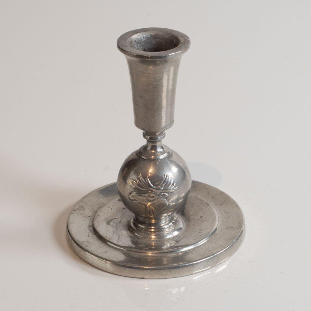 Sweden, pewter candle stick with stag motif M4193