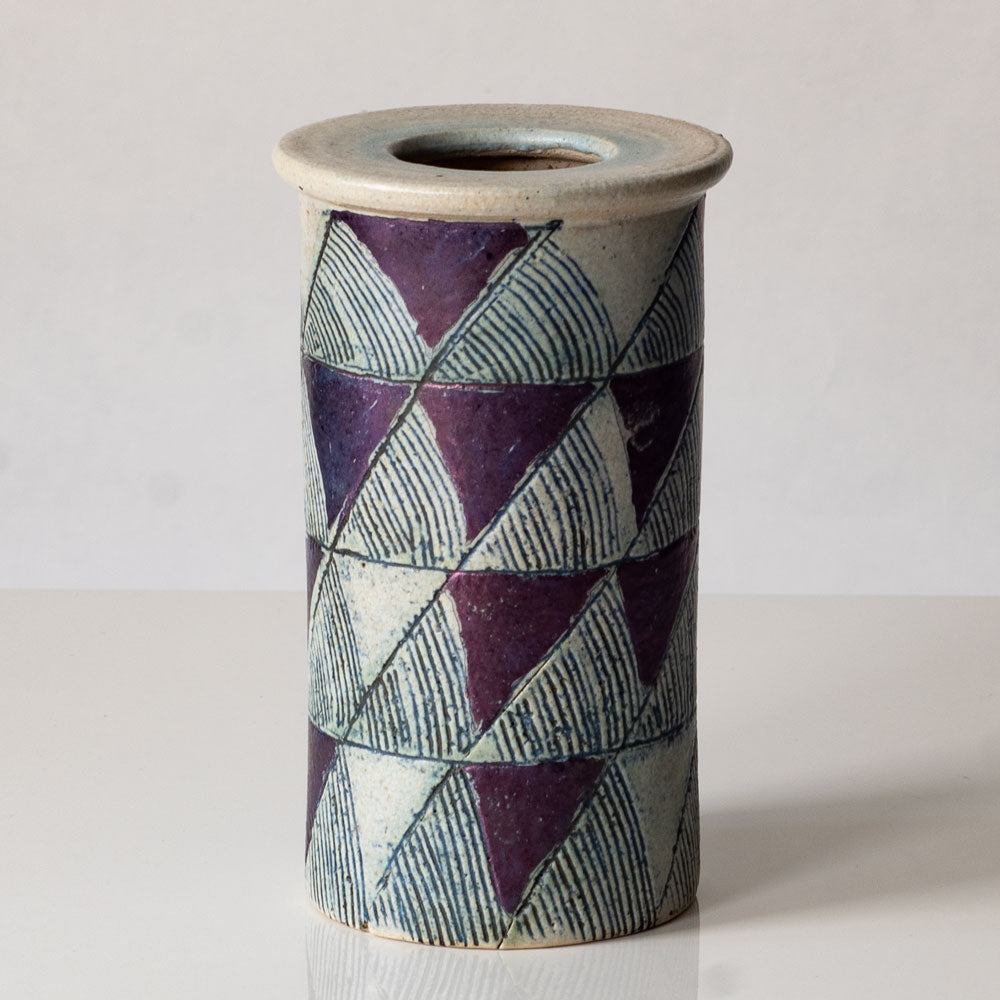 Lisa Larson for Gustavsberg, Sweden, unique stoneware vase with black and white pattern L3436