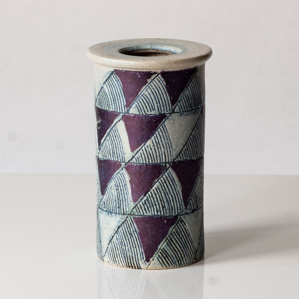 Lisa Larson for Gustavsberg, Sweden, unique stoneware vase with black and white pattern L3436