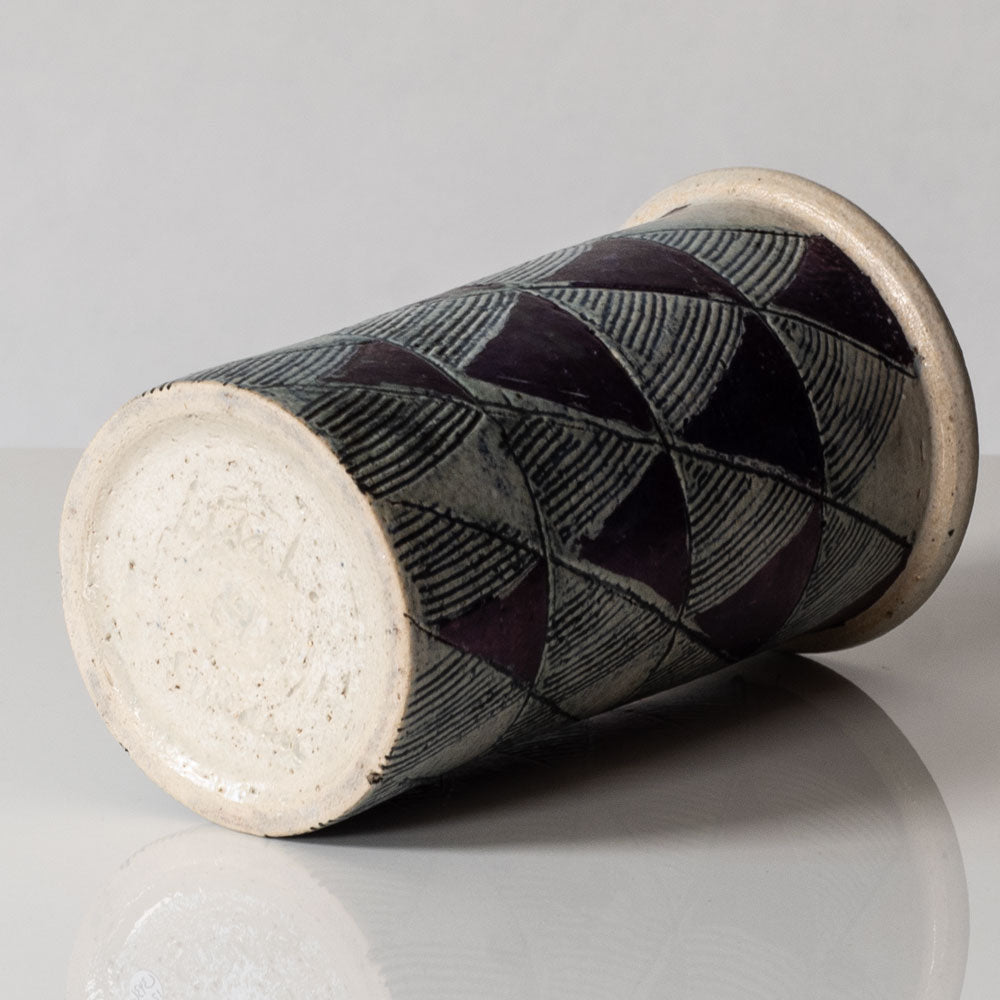 Lisa Larson for Gustavsberg, Sweden, unique stoneware vase with black and white pattern L3436