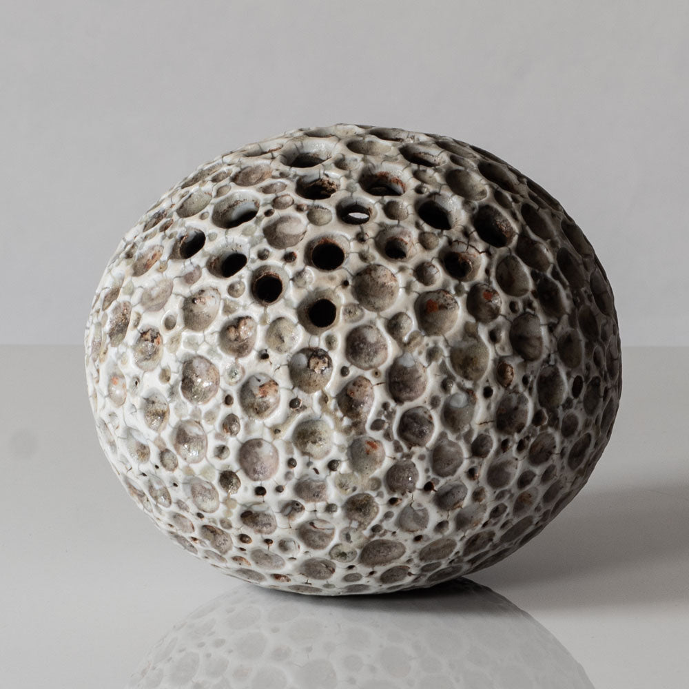 Alan Wallwork, UK, unique stoneware sculptural pod form vessel L3340