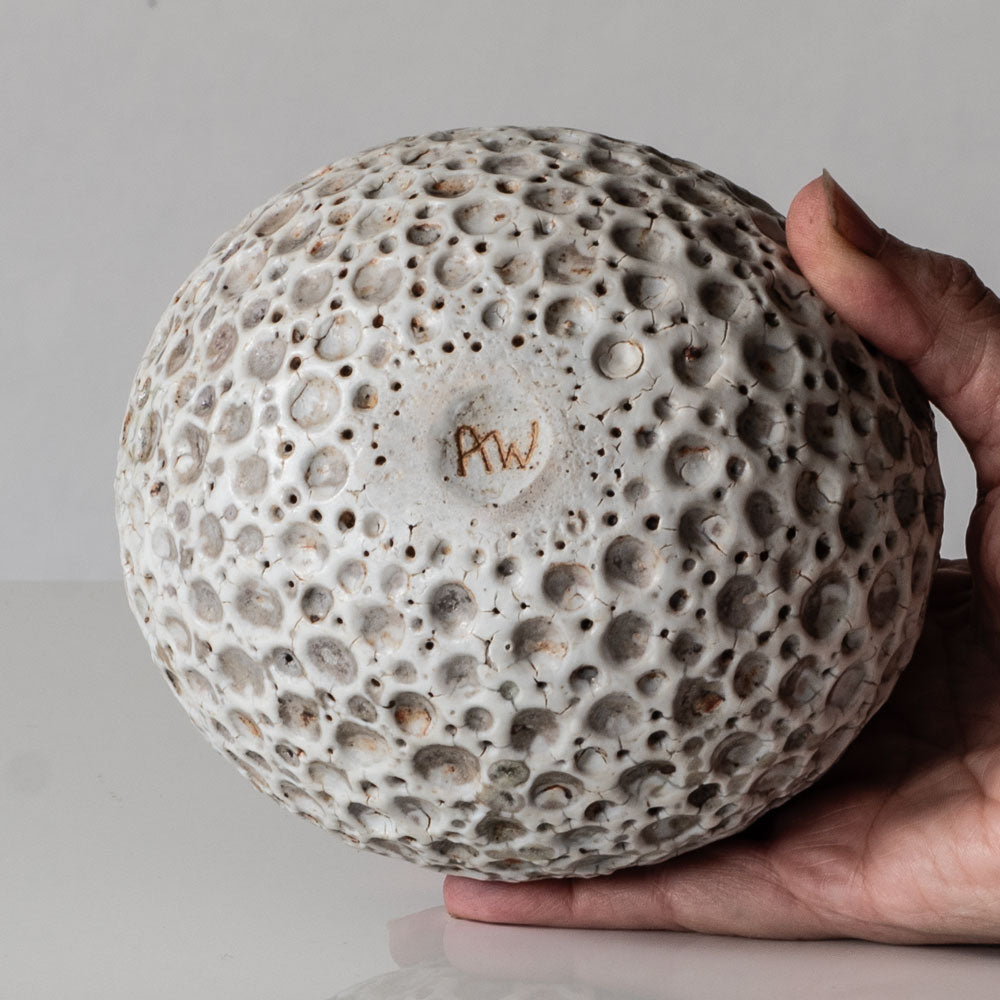 Alan Wallwork, UK, unique stoneware sculptural pod form vessel L3340