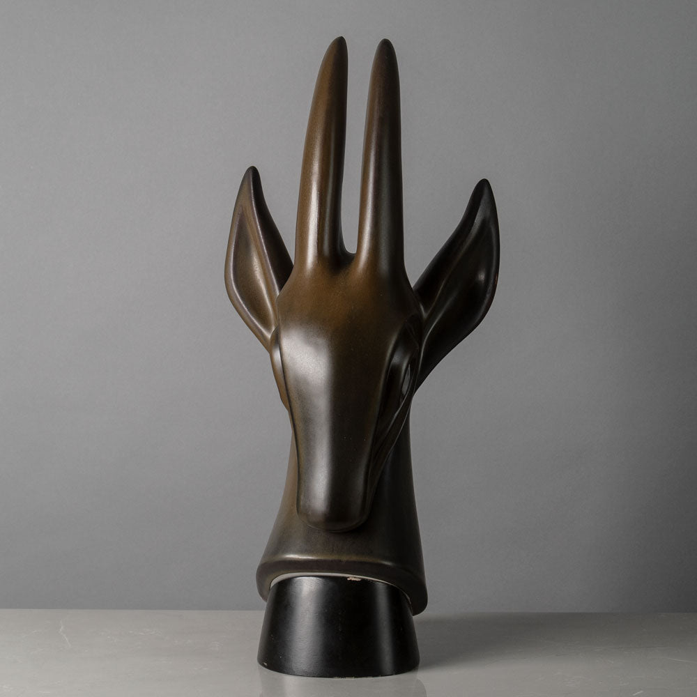 Gunnar Nylund for Rorstrand, Sweden, stoneware figure of the head of an antelope H1374