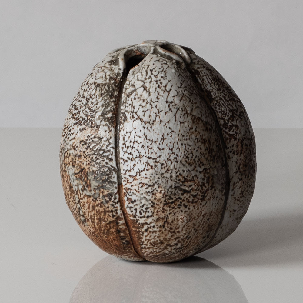 Alan Wallwork, UK, unique stoneware sculptural pod form vessel L3337