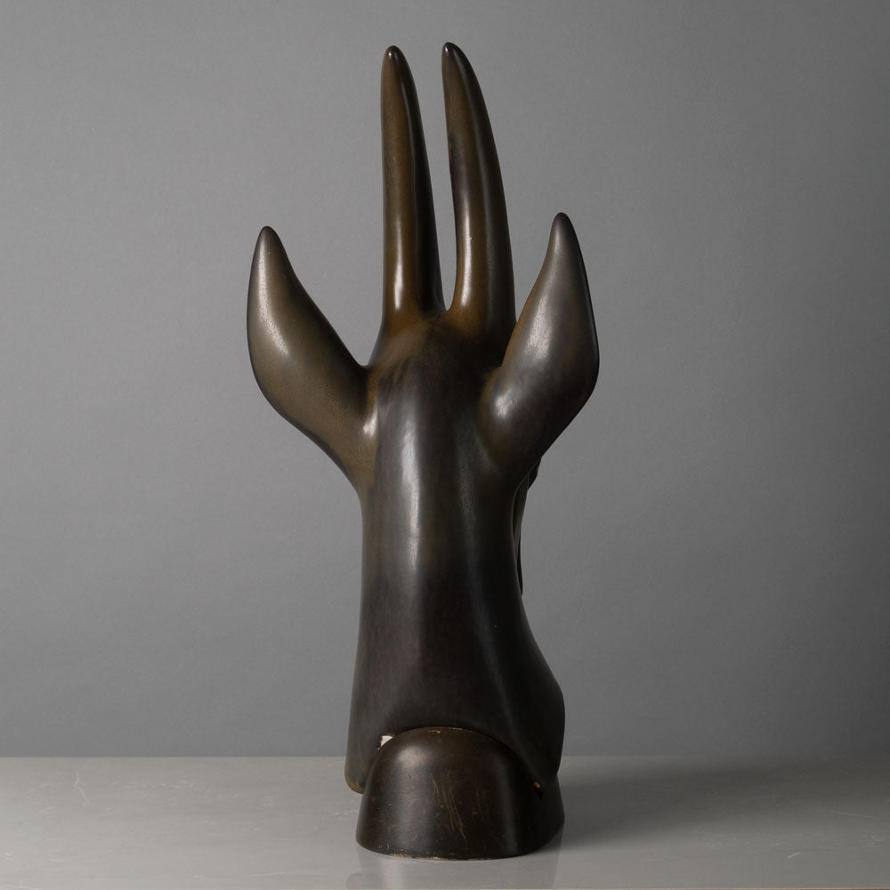 Gunnar Nylund for Rorstrand, Sweden, stoneware figure of the head of an antelope H1374