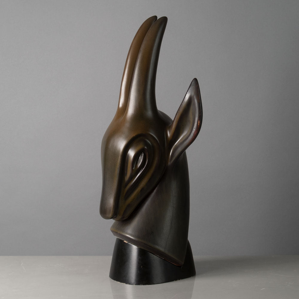 Gunnar Nylund for Rorstrand, Sweden, stoneware figure of the head of an antelope H1374