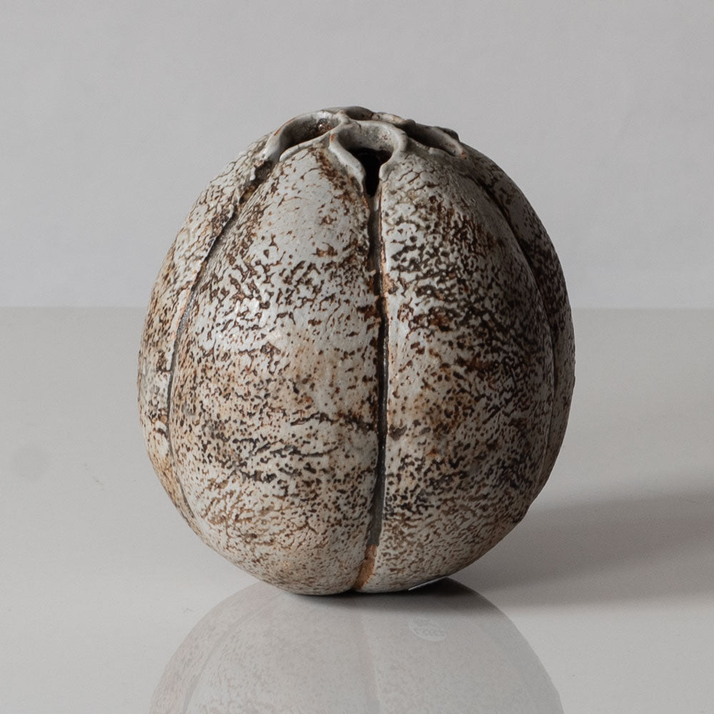 Alan Wallwork, UK, unique stoneware sculptural pod form vessel L3337