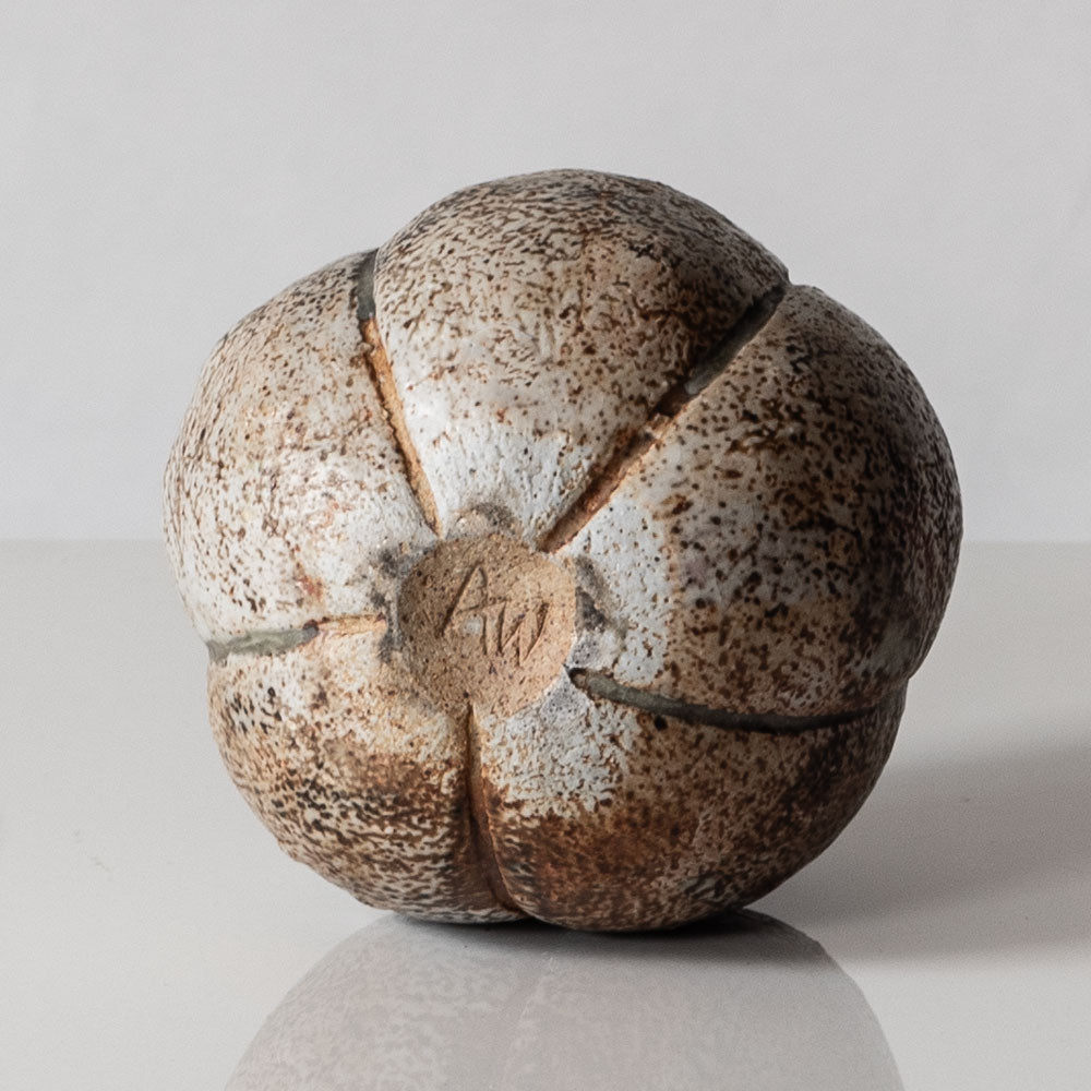 Alan Wallwork, UK, unique stoneware sculptural pod form vessel L3337