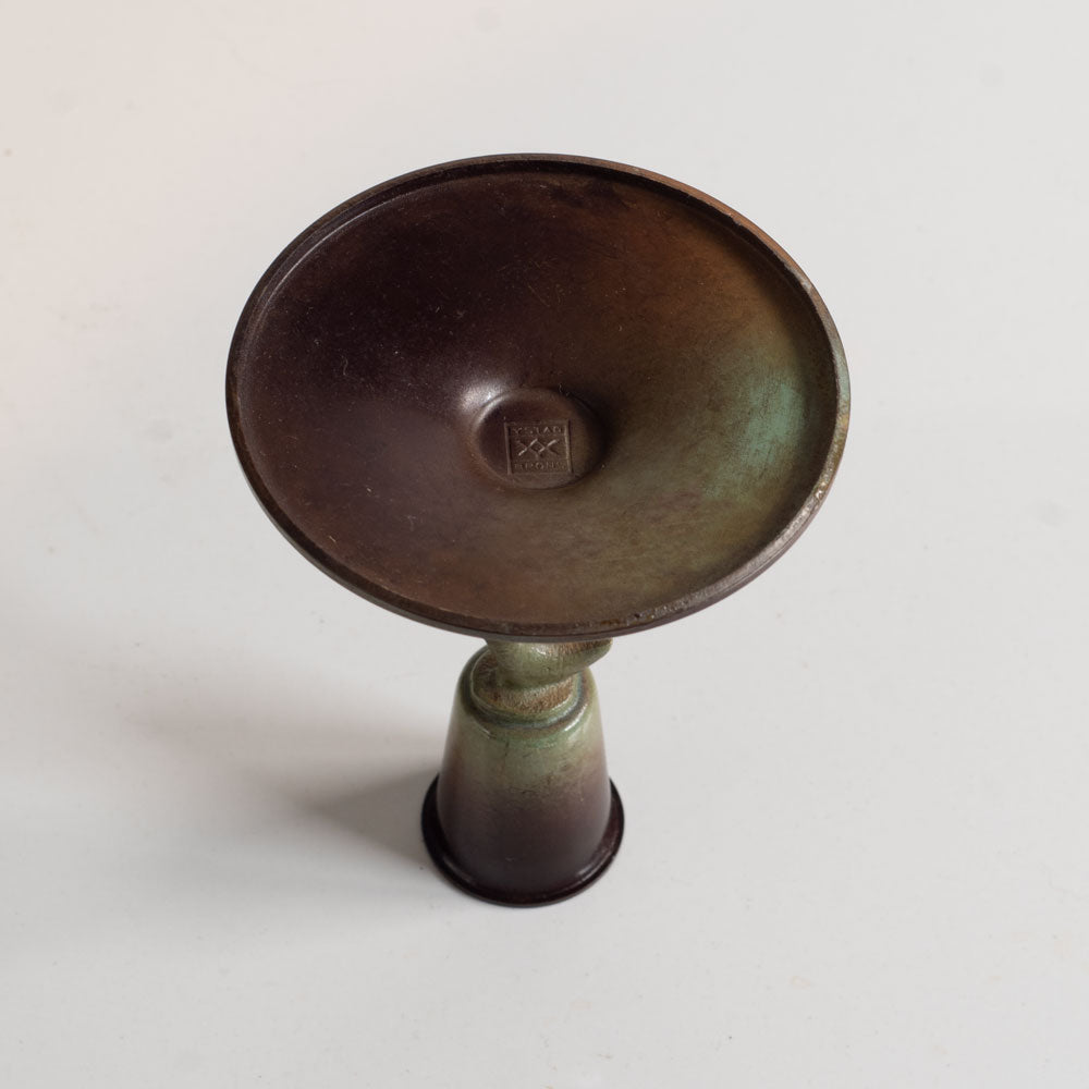 Ystad Brons, Sweden, pair of bronze candle sticks with fish motif M5532