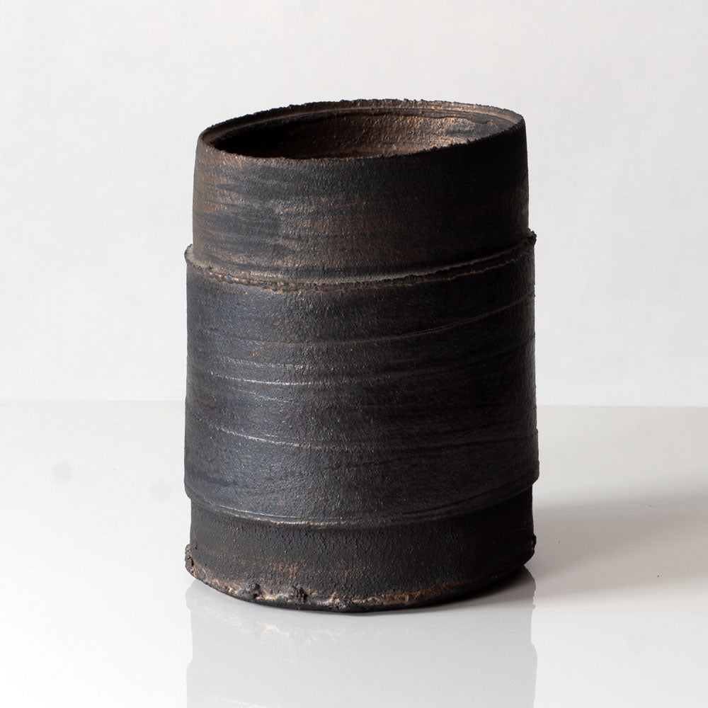 Dan Kelly, UK unique stoneware vase with matte dark brown glaze K2160