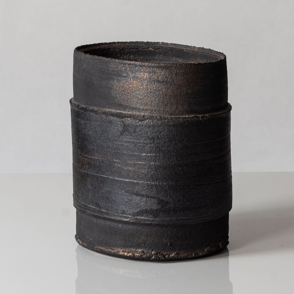 Dan Kelly, UK unique stoneware vase with matte dark brown glaze K2160