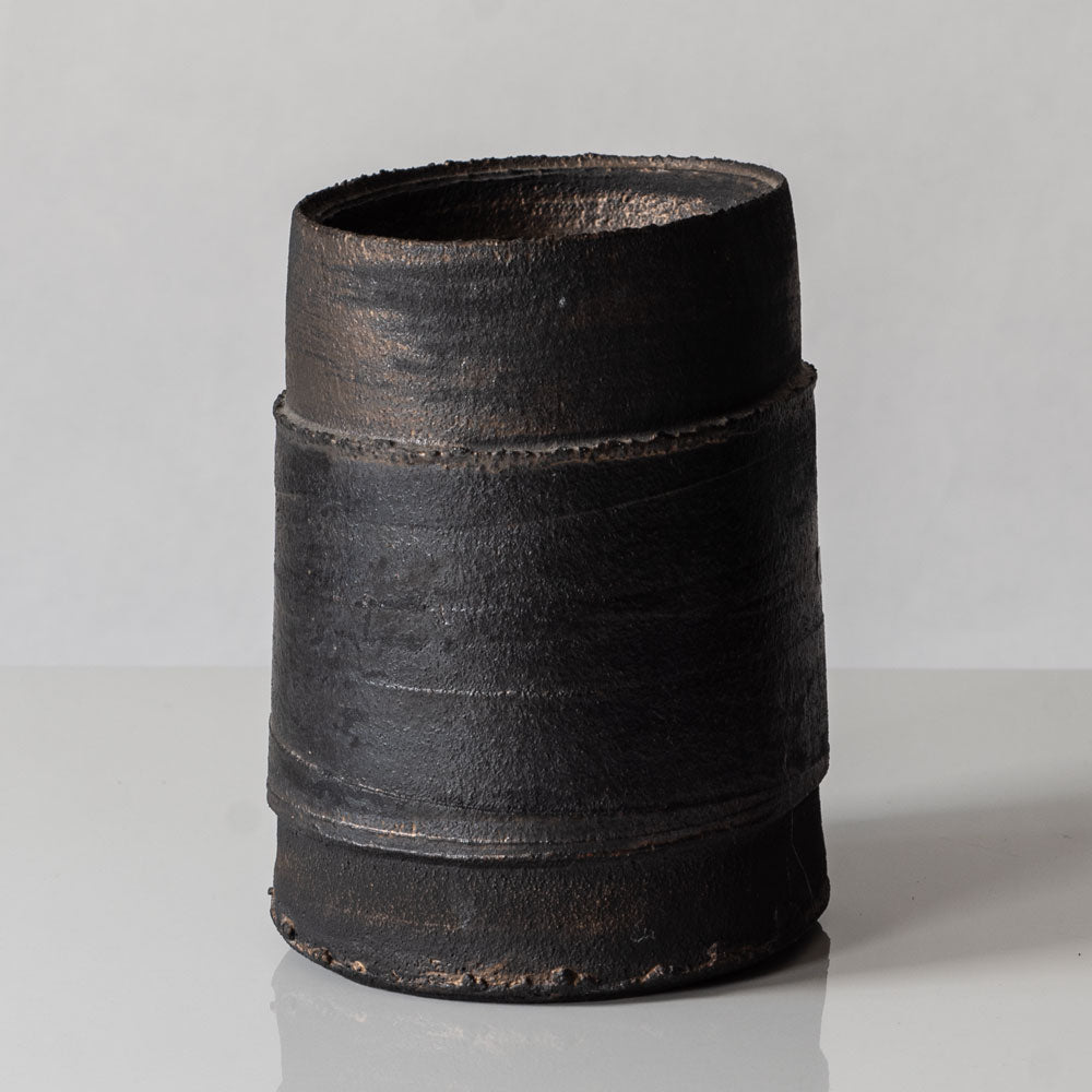 Dan Kelly, UK unique stoneware vase with matte dark brown glaze K2160