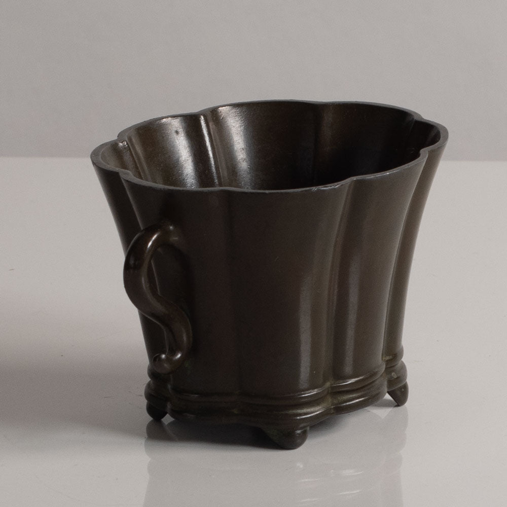 Just Andersen, Denmark, scalloped vase in disko metal L3289