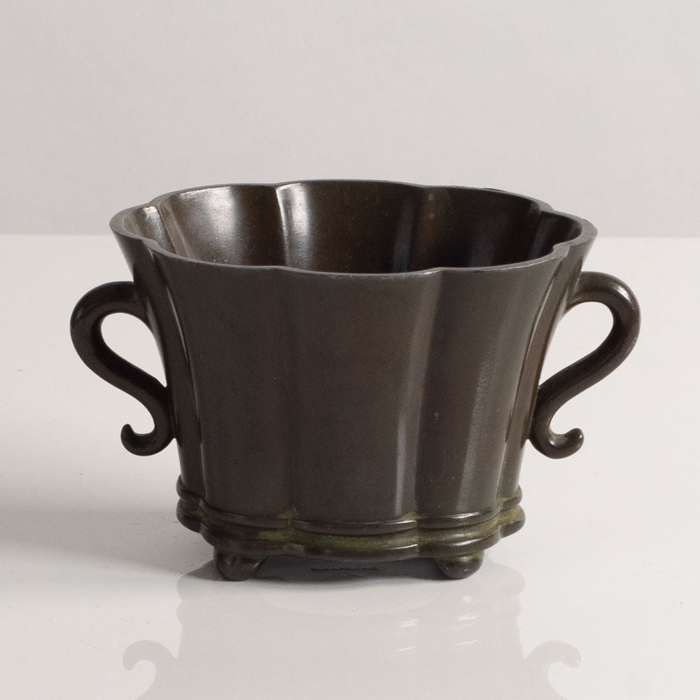 Just Andersen, Denmark, scalloped vase in disko metal L3289