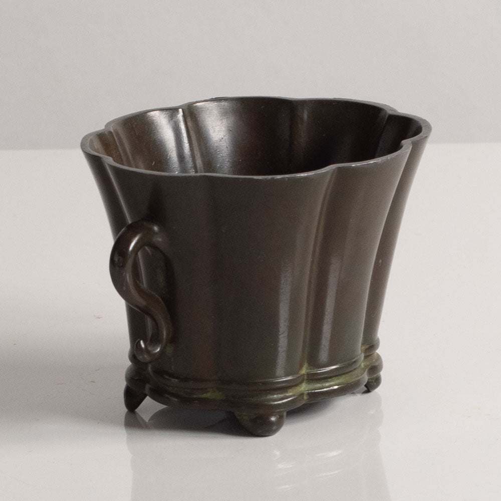 Just Andersen, Denmark, scalloped vase in disko metal L3289