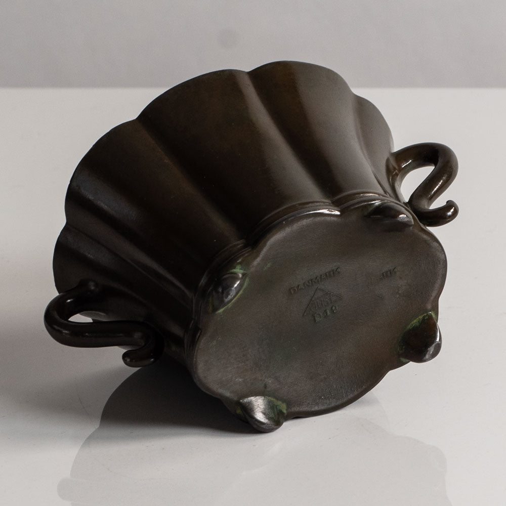 Just Andersen, Denmark, scalloped vase in disko metal L3289