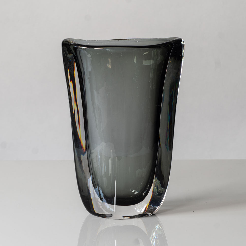 Nils Landberg for Orrefors, Sweden, gray glass "Sommerso" vase L3489