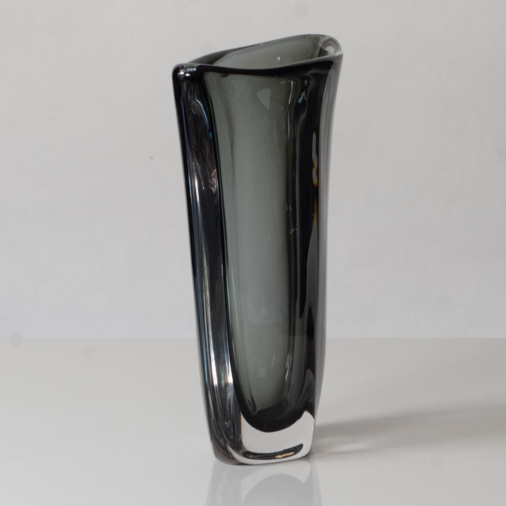 Nils Landberg for Orrefors, Sweden, gray glass "Sommerso" vase L3489