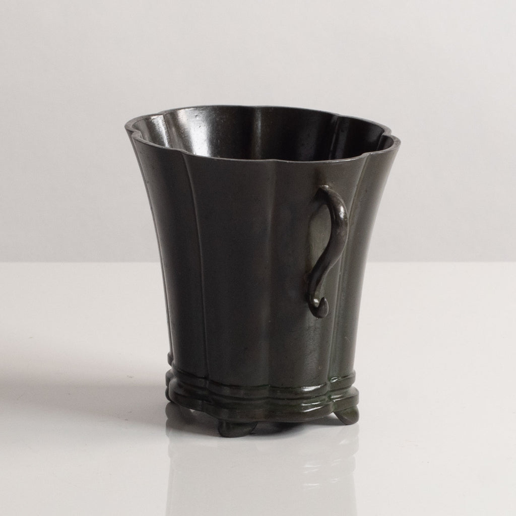 Just Andersen, Denmark, scalloped vase in disko metal L3213